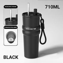 Stainless Steel Vacuum Insulated Bottle with Straw, Leak-proof Thermos