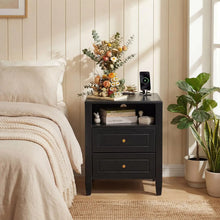 2 Drawers Nightstand Wooden Bedside Cabinet Bedroom Storage Side Table