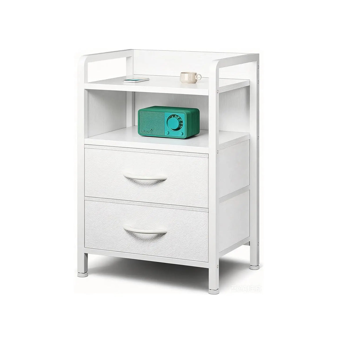 Bedside Table with 2 Sockets, Side with Drawers & Open Shelf, Sofa for