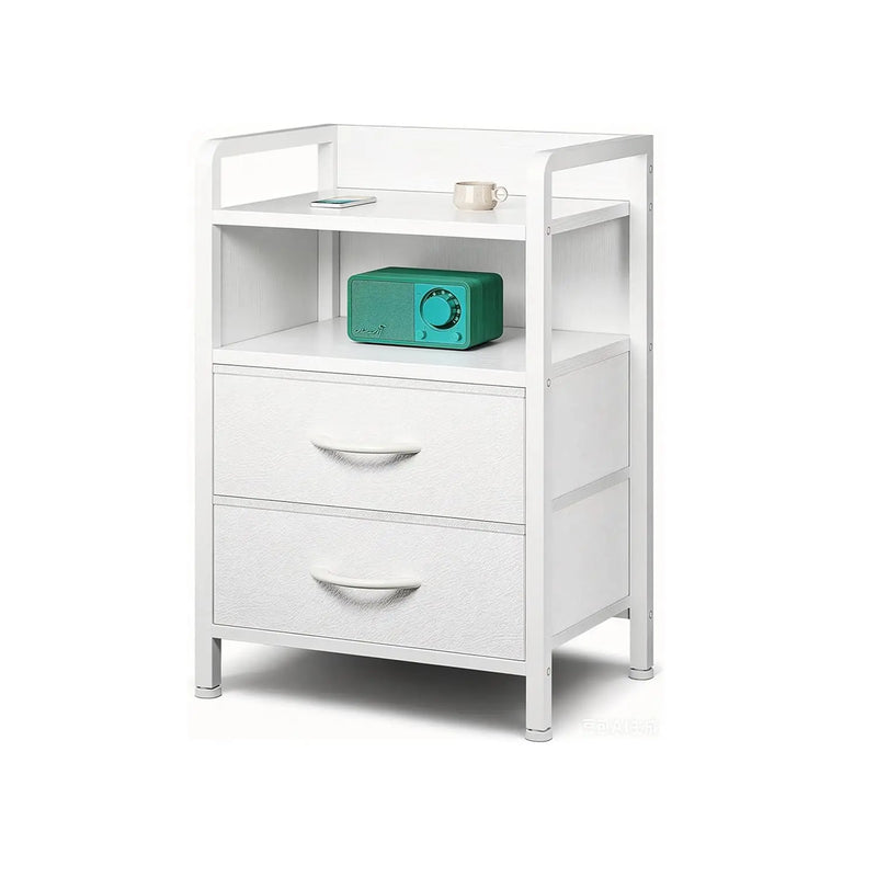 Bedside Table with 2 Sockets, Side with Drawers & Open Shelf, Sofa for