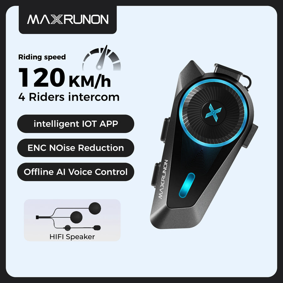 MAXRUNON D10 Motorcycle Bluetooth Intercom Helmet Headset 4 Riders Moto