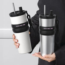 Stainless Steel Vacuum Insulated Bottle with Straw, Leak-proof Thermos