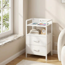 Bedside Table with 2 Sockets, Side with Drawers & Open Shelf, Sofa for
