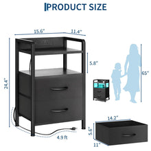 Bedside Table with 2 Sockets, Side with Drawers & Open Shelf, Sofa for