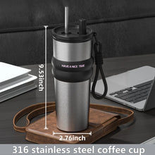Stainless Steel Vacuum Insulated Bottle with Straw, Leak-proof Thermos