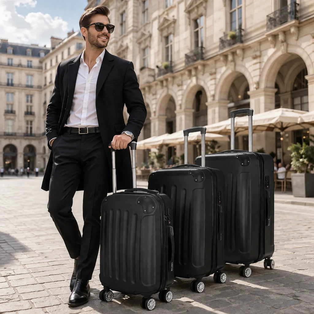 Luggage Set 3 Piece Suitcase ABS Hard Shell Travel Spinner Wheels 360