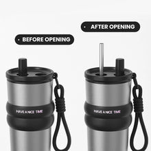 Stainless Steel Vacuum Insulated Bottle with Straw, Leak-proof Thermos