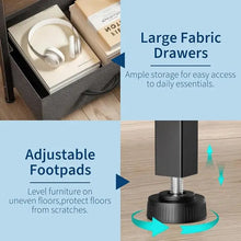 Bedside Tables with 2 Fabric Storage Drawers, Industrial Side Table for