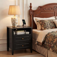 2 Drawers Nightstand Wooden Bedside Cabinet Bedroom Storage Side Table
