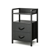 Bedside Tables with 2 Fabric Storage Drawers, Industrial Side Table for