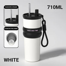 Stainless Steel Vacuum Insulated Bottle with Straw, Leak-proof Thermos