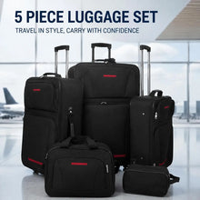 Black 5 Piece Nestable Luggage Set, 100% Polyester PVC Waterproof
