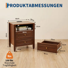 2 Drawers Nightstand Wooden Bedside Cabinet Bedroom Storage Side Table
