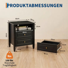 2 Drawers Nightstand Wooden Bedside Cabinet Bedroom Storage Side Table