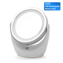 LED Makeup Mirror 1X 5X Magnification Rotating Portable Double Sided