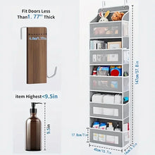 5-Shelf Hanging Storage Organizer - Behind Door, Anti-Tilt, 5 Large