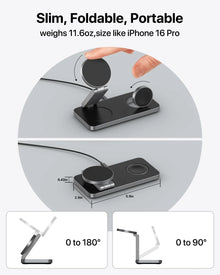 3 in 1 Wireless Charging Station for Apple Devices, Magnetic Foldable