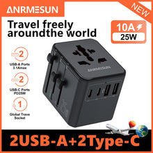 65W/45W/25W GaN Universal Travel Adapter with 2 USB Type C Fast