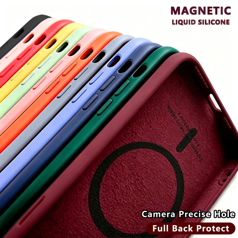 Magnetic Liquid Silicone Case For Iphone 18 12 13 Mini 16 15 14 11 17