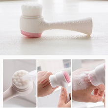 3D Double Silicone Facial Cleansing Brush Manual Massage Soft Bristles