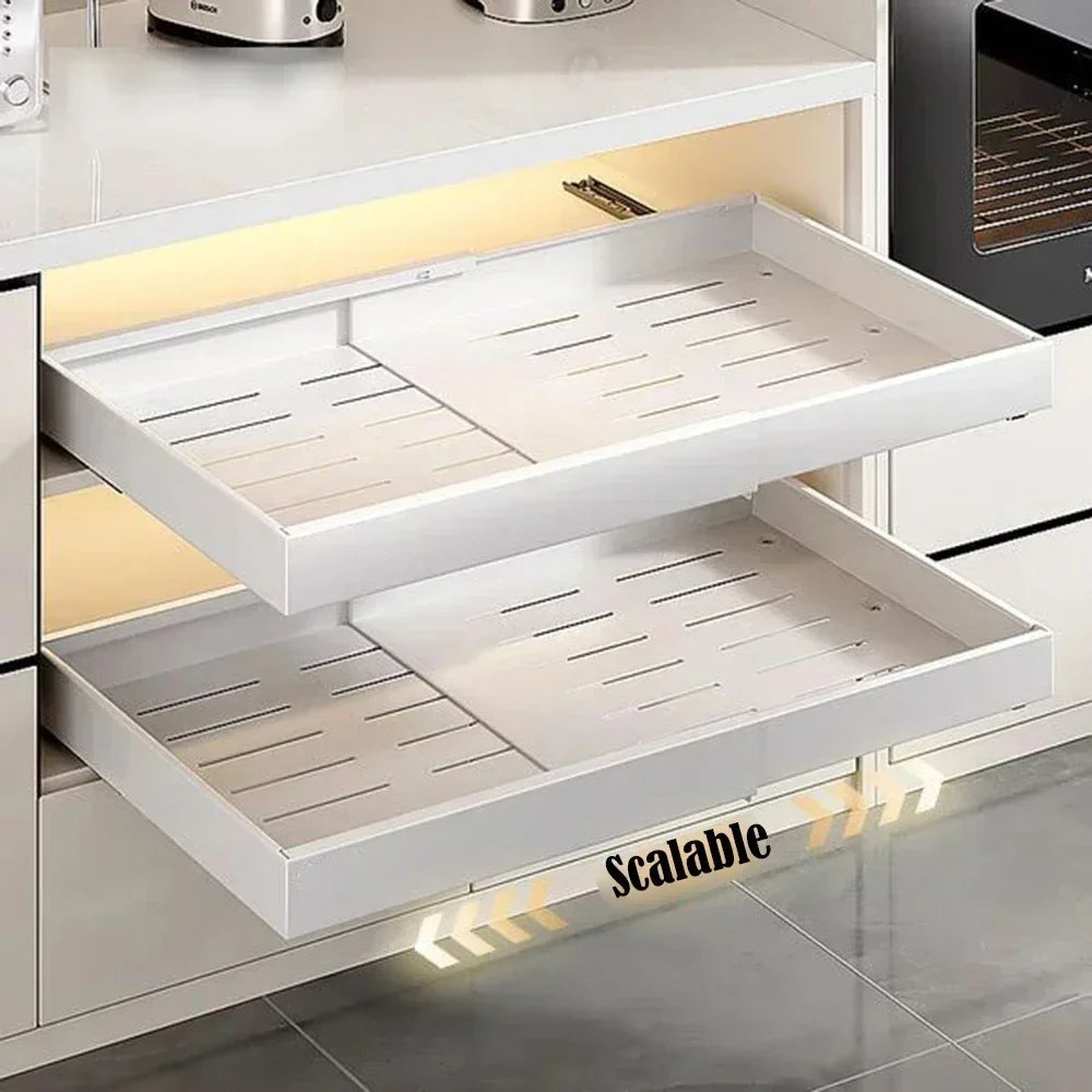 1/2PCS Pull-out Cabinet Storage Rack for Kitchen No-Drill Telescopic