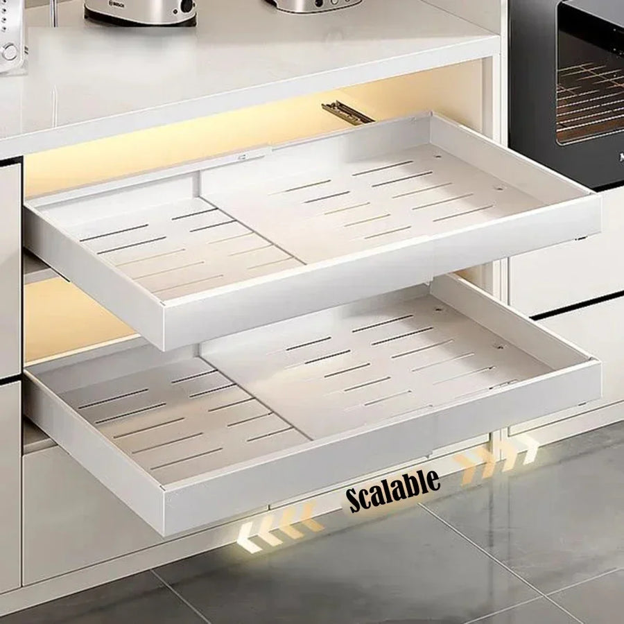 1/2PCS Pull-out Cabinet Storage Rack for Kitchen No-Drill Telescopic
