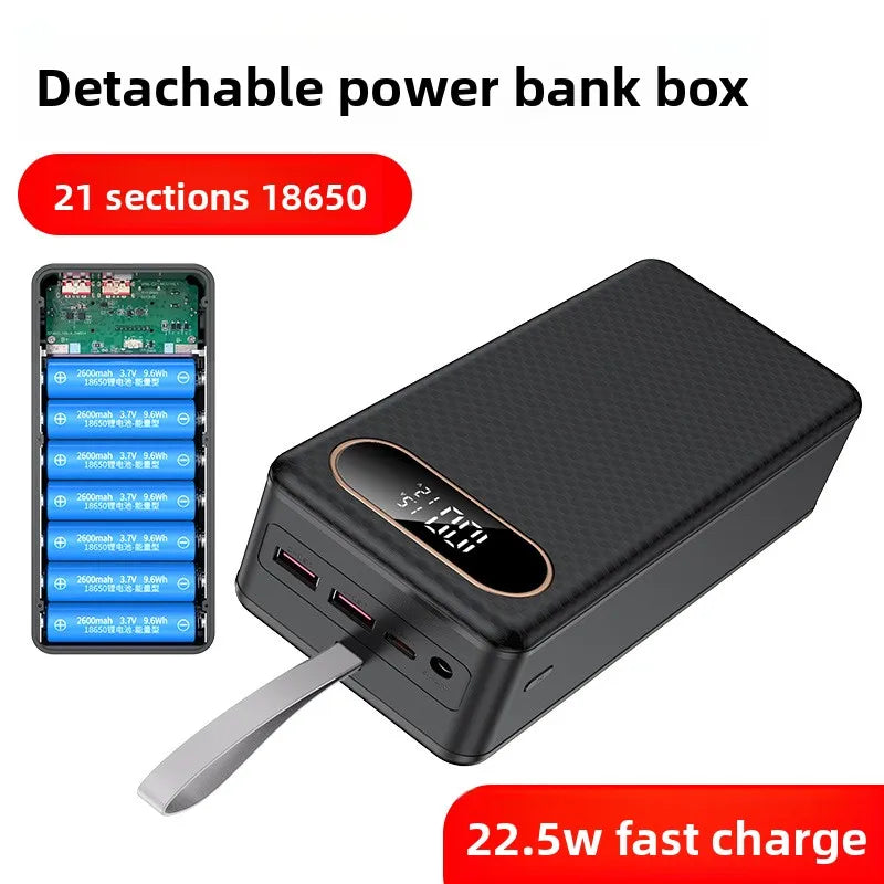 DIY 21*18650 Battery Storage Box 22.5W Fast Charging Mobile Power Bank