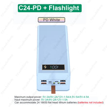 24*18650 Power Bank Cases Battery Holder Dual USB Type C Charge DIY