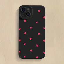 Black Love Heart Phone Case For iPhone 18 17 16 14 15 13 12 11 Pro Max