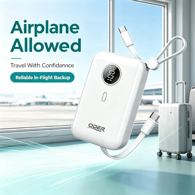 QDER PD-10F External Power Bank 10000mAh Capacity 22.5W PD Fast Charge