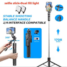 MEUYAG Selfie Stick Tripod with 1708mm Long Monopod Fill Light