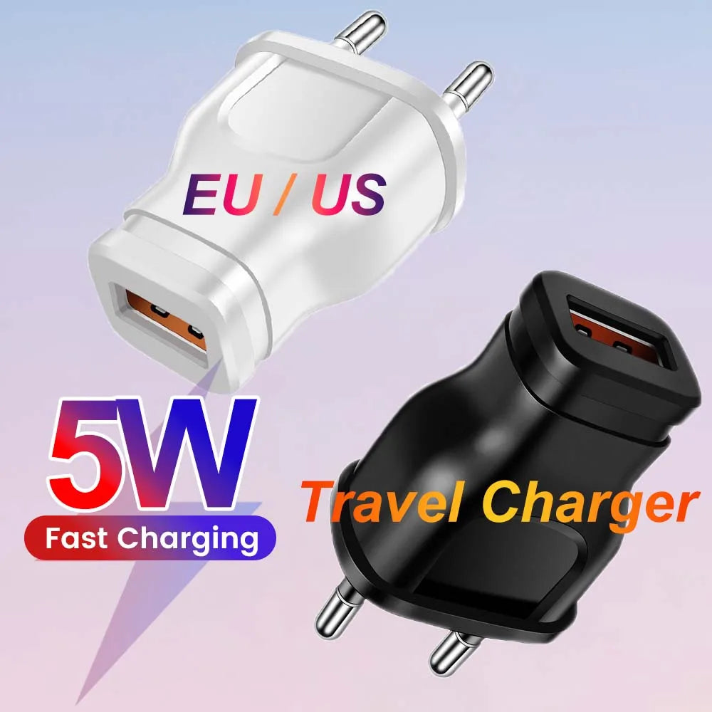 1A 5W USB Wall Charger Mini Universal EU US Travel For iPhone Samsung
