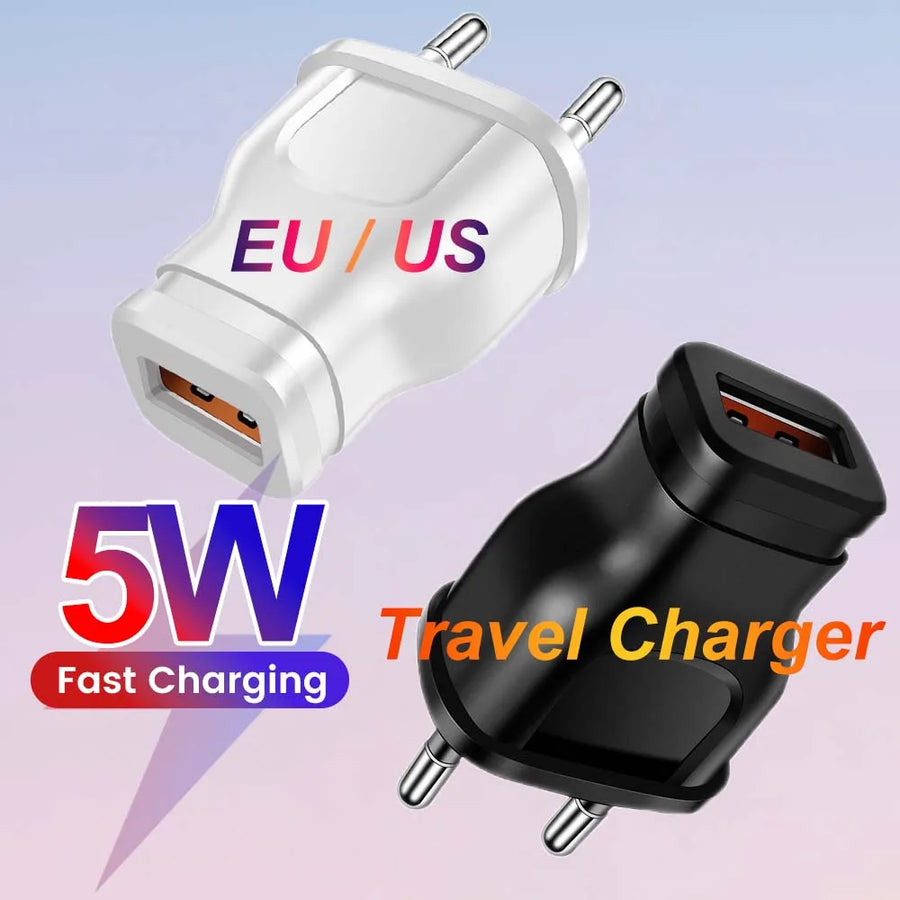 1A 5W USB Wall Charger Mini Universal EU US Travel For iPhone Samsung