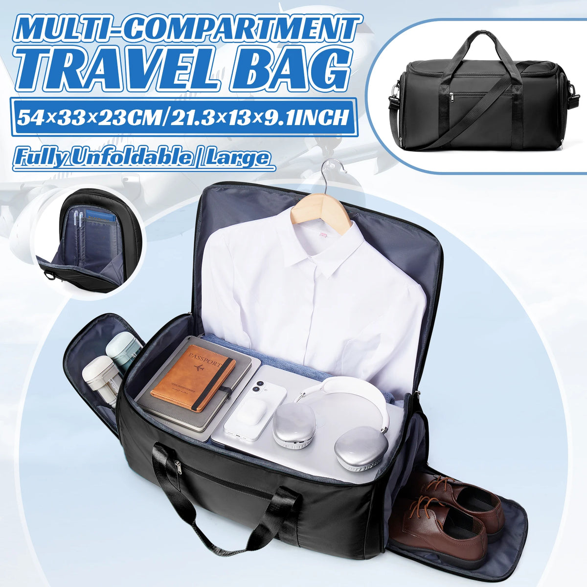 Travel Bag for Men, Convertible Carry on Garment Duffel Bag,Weekender