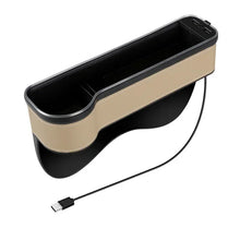 Car Crevice Storage Box with 2 USB Charger Colorful LED Seat Gap Slit