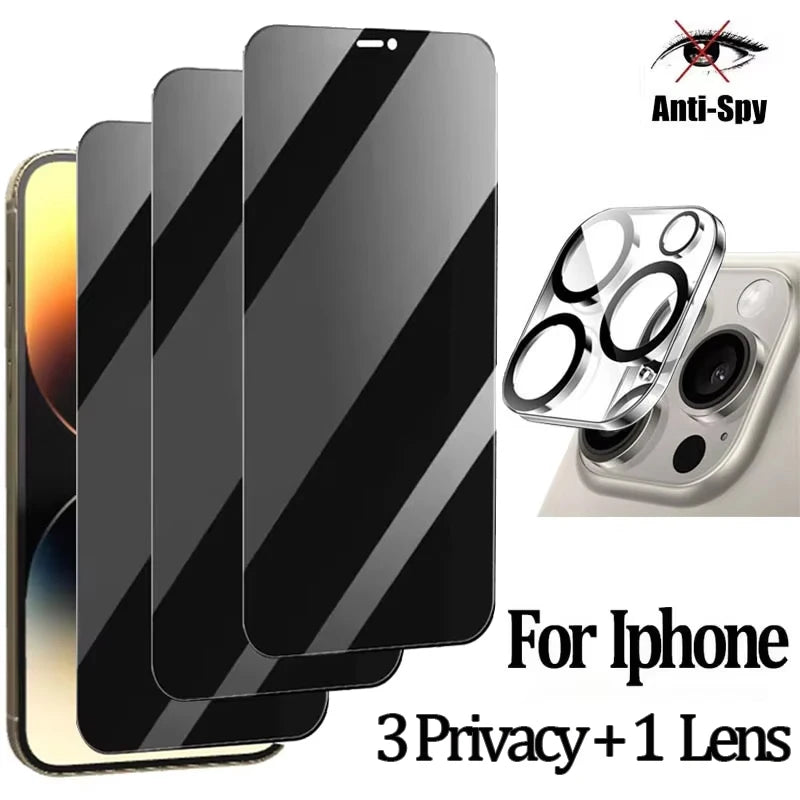 For iPhone 16 17 18 15 14 Pro Privacy Tempered Glass For 13 12 11 Max