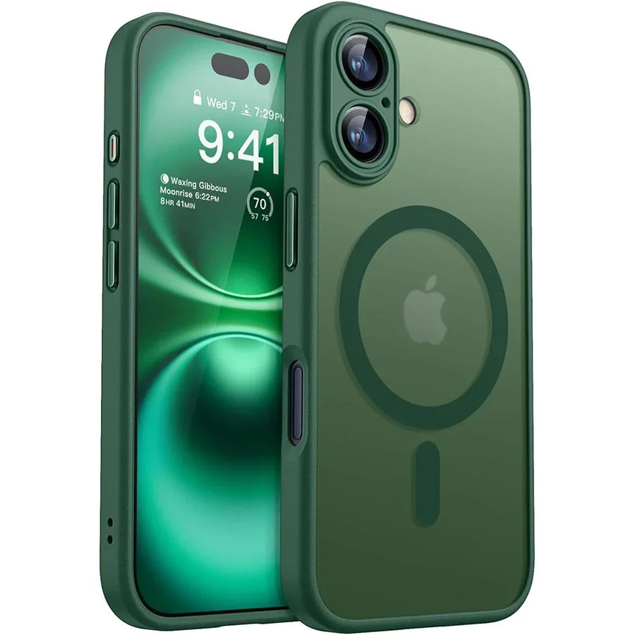 Magnetic Translucent Armor Shockproof Case For iPhone 17 16 15 14 13 12