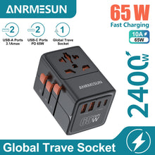 65W/45W/25W GaN Universal Travel Adapter with 2 USB Type C Fast