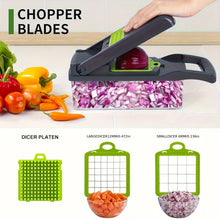 16-in-1 Vegetable Chopper - Manual Food Slicer with Container & Drain