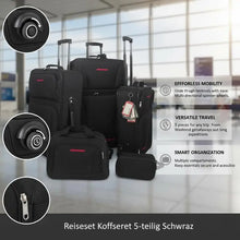 Black 5 Piece Nestable Luggage Set, 100% Polyester PVC Waterproof