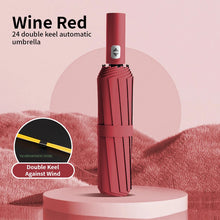 24 Bone Windproof anti-UV Fully Automatic Large Umbrella 3 Folding Ribs