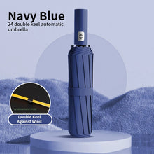 24 Bone Windproof anti-UV Fully Automatic Large Umbrella 3 Folding Ribs