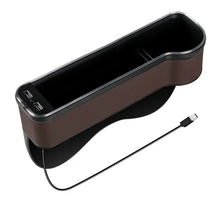 Car Crevice Storage Box with 2 USB Charger Colorful LED Seat Gap Slit