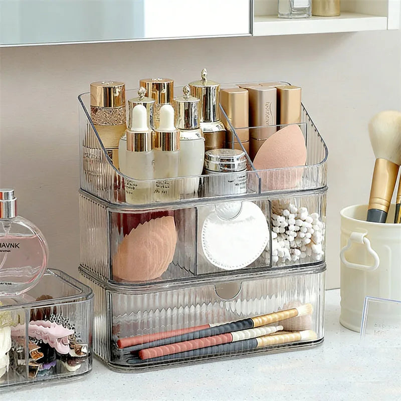 Drawer Type Cosmetics Storage Box Stackable Makeup Brushes Comestic