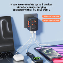 65W/45W/25W GaN Universal Travel Adapter with 2 USB Type C Fast
