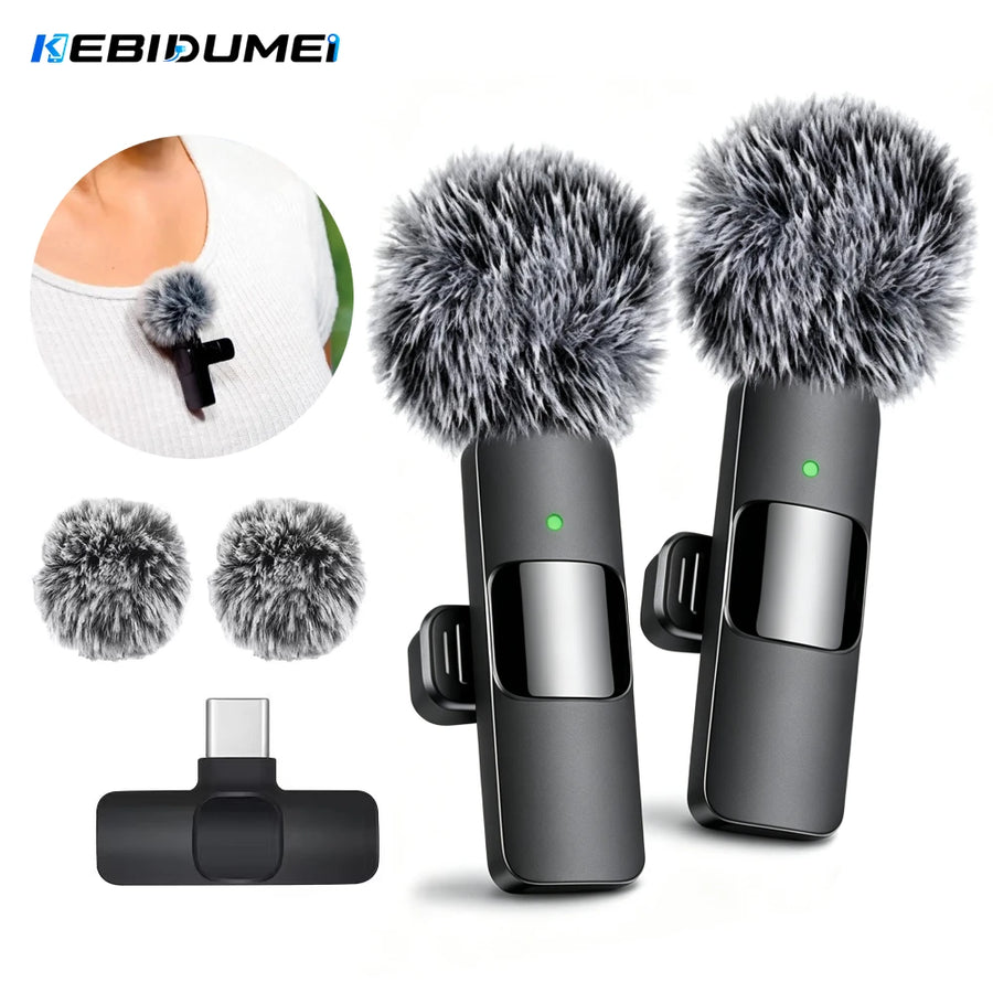 KEBIDUMEI 2.4G Wireless Lavalier Microphone Portable Audio Video