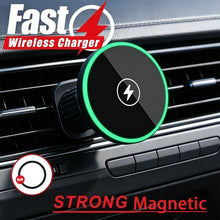 30W Fast Charging Magnetic Car Wireless Charger, LED Light Phone Mount