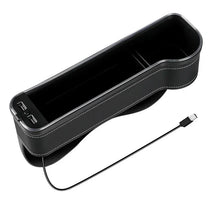 Car Crevice Storage Box with 2 USB Charger Colorful LED Seat Gap Slit