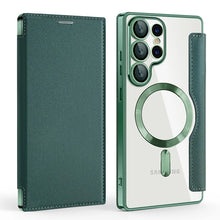 For Magsafe Magnetic Luxury Solid Color Leather Flip Wallet Card Slot