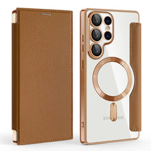 For Magsafe Magnetic Luxury Solid Color Leather Flip Wallet Card Slot